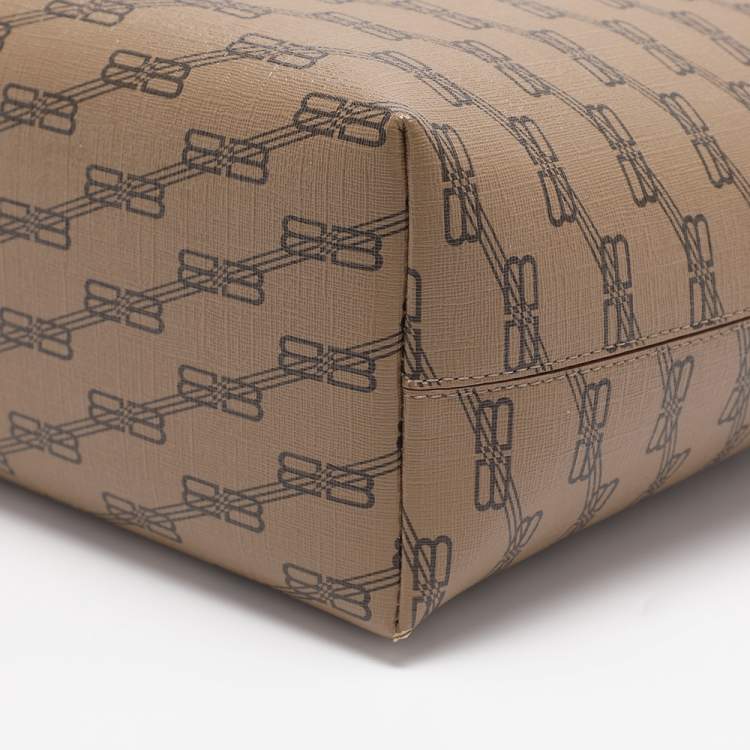 Pre Owned حقيبة بالنسياغا توت كانفاس مغلفة بنقش بني/بيج متوسط