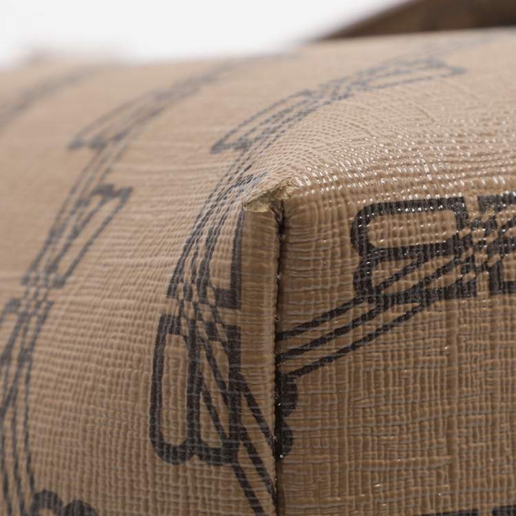 Pre Owned حقيبة بالنسياغا توت كانفاس مغلفة بنقش بني/بيج متوسط