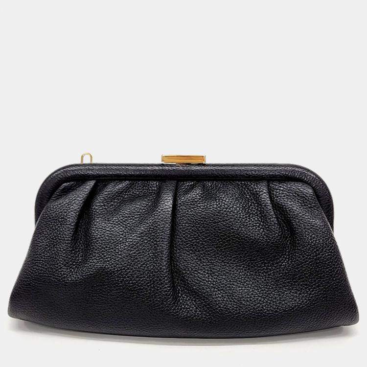 Pre Owned Balenciaga Black Leather Cloud XS Clutch Bag