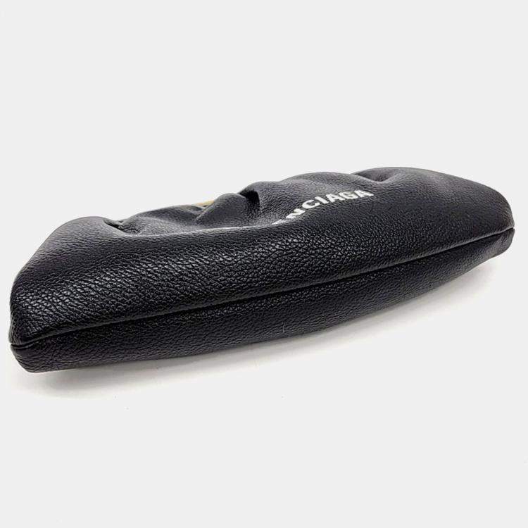 Pre Owned Balenciaga Black Leather Cloud XS Clutch Bag