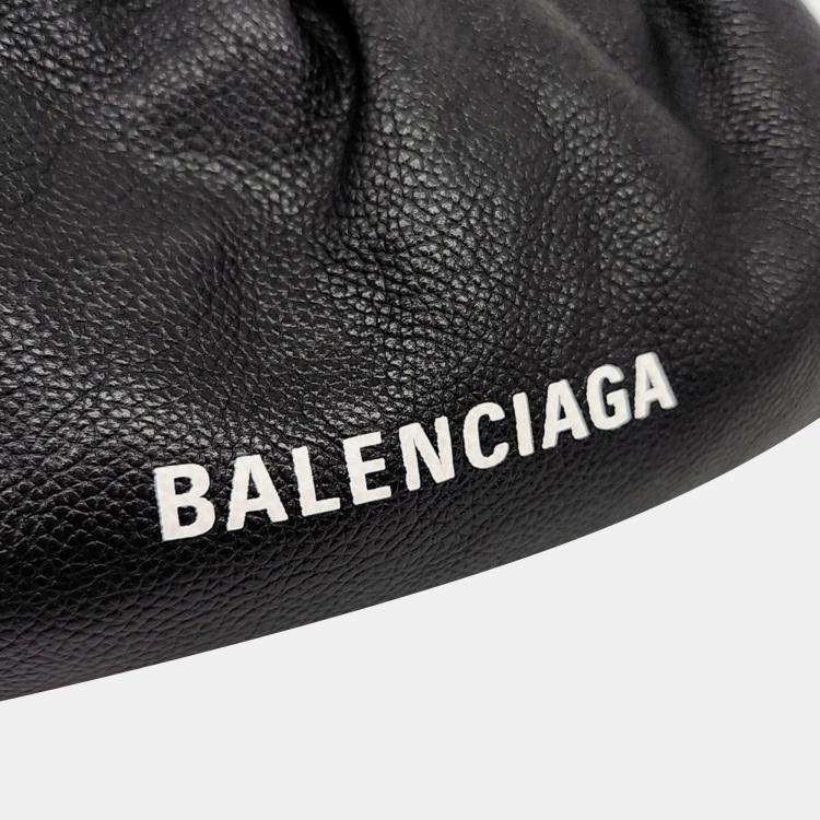 Pre Owned Balenciaga Black Leather Cloud XS Clutch Bag