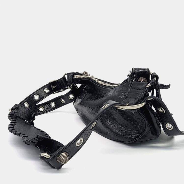 Pre Owned Balenciaga Black Leather Piercing Le Cargo Bag XS