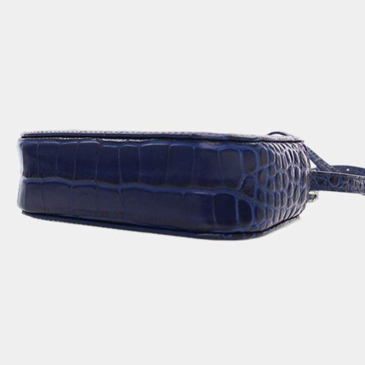 Pre Owned Balenciaga Blue XS Embossed Leather Everyday Camera Bag