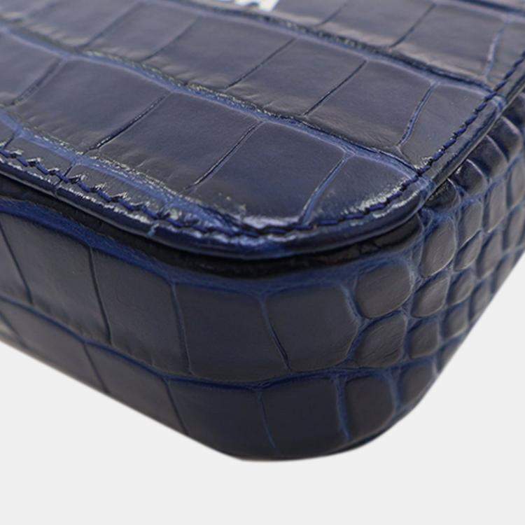 Pre Owned Balenciaga Blue XS Embossed Leather Everyday Camera Bag