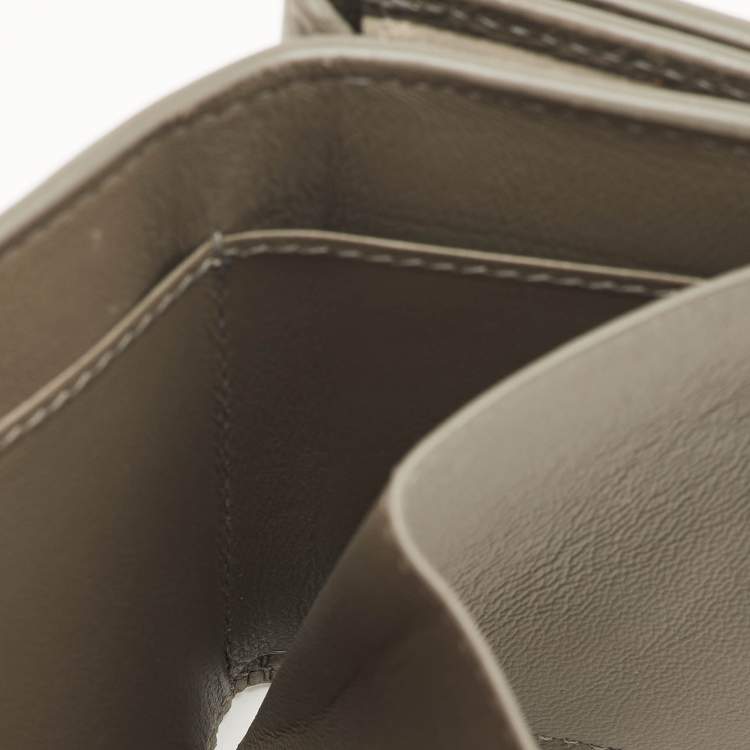 Pre Owned Balenciaga Le City Mini Grey Leather Compact Wallet