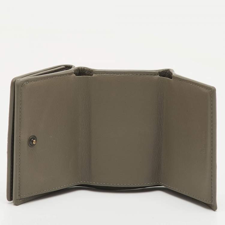 Pre Owned Balenciaga Le City Mini Grey Leather Compact Wallet