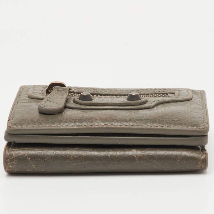 Pre Owned Balenciaga Le City Mini Grey Leather Compact Wallet