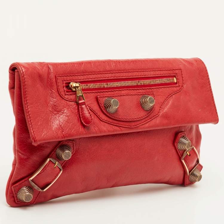 Pre Owned Balenciaga Classic Envelope Medium Red Leather Giant 21 RGH Clutch