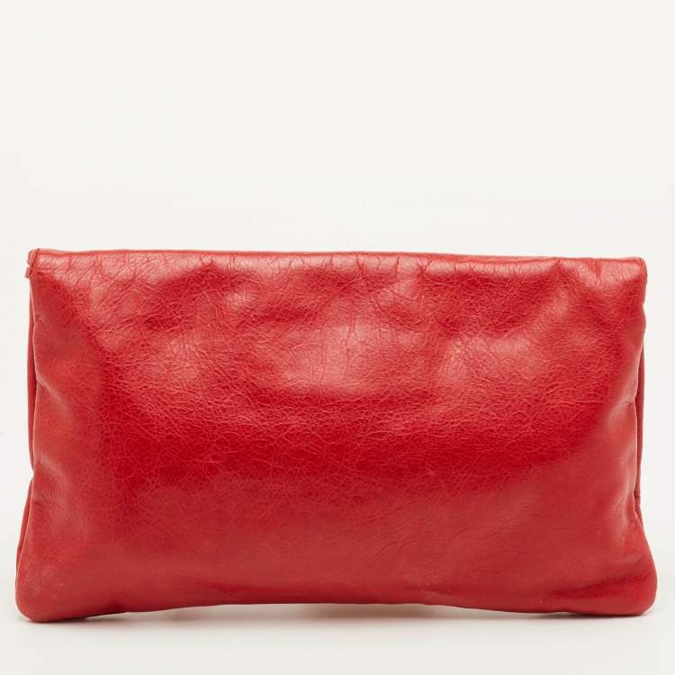 Pre Owned Balenciaga Classic Envelope Medium Red Leather Giant 21 RGH Clutch
