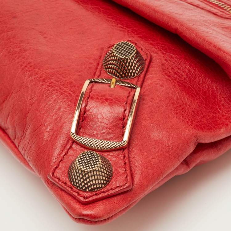 Pre Owned Balenciaga Classic Envelope Medium Red Leather Giant 21 RGH Clutch