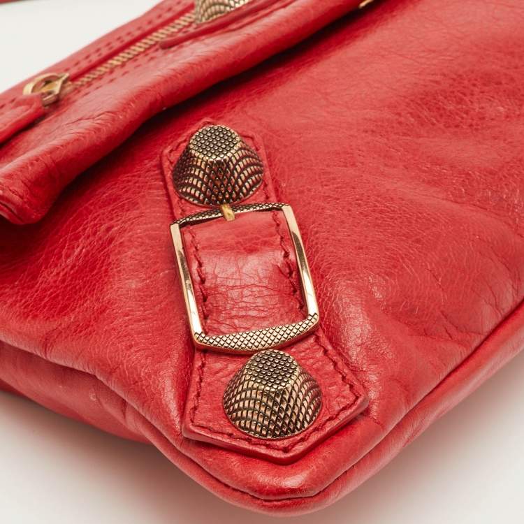 Pre Owned Balenciaga Classic Envelope Medium Red Leather Giant 21 RGH Clutch