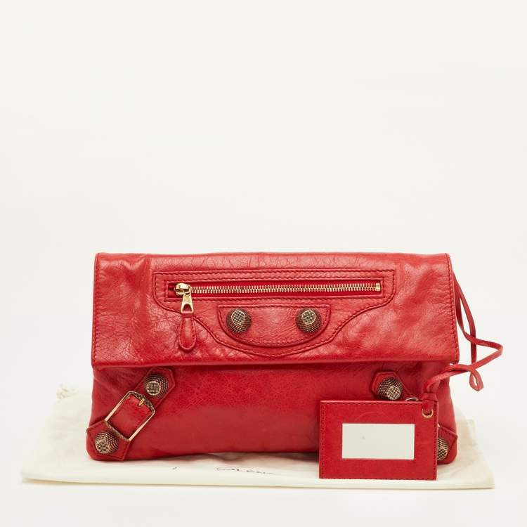 Pre Owned Balenciaga Classic Envelope Medium Red Leather Giant 21 RGH Clutch