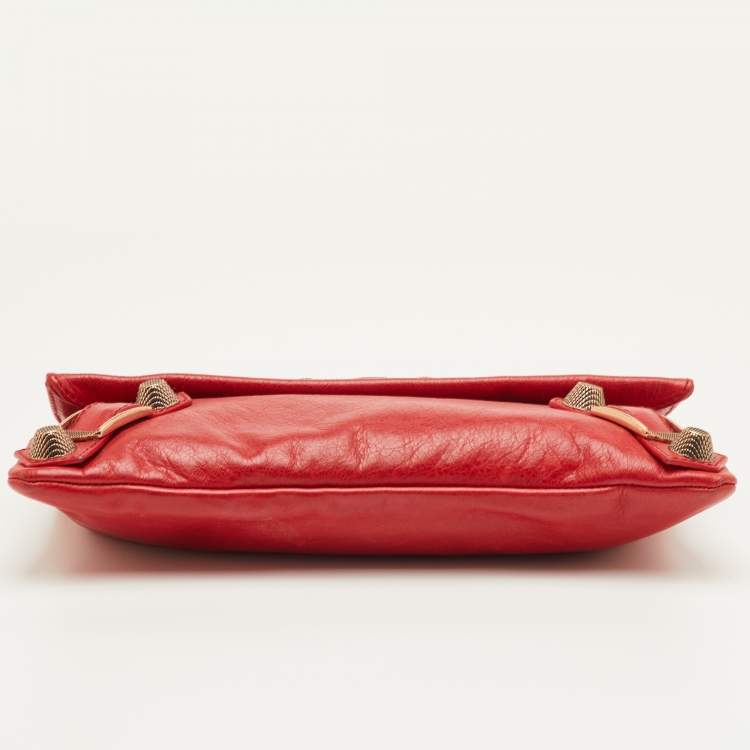 Pre Owned Balenciaga Classic Envelope Medium Red Leather Giant 21 RGH Clutch