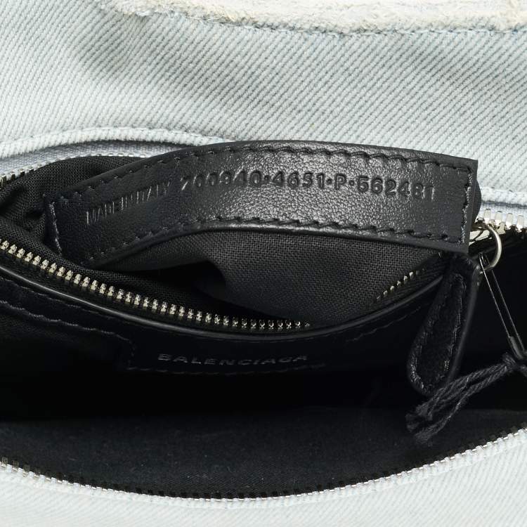 Pre Owned Balenciaga Crystals Neo Cagole Light Blue Denim Bag