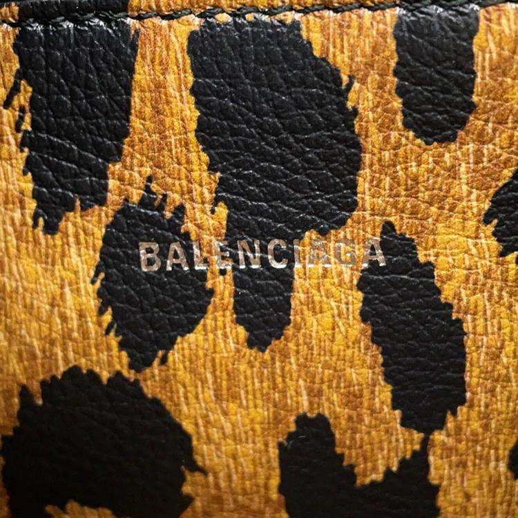 Pre Owned Balenciaga Paper Leopard Pattern Brown Leather Size Mini