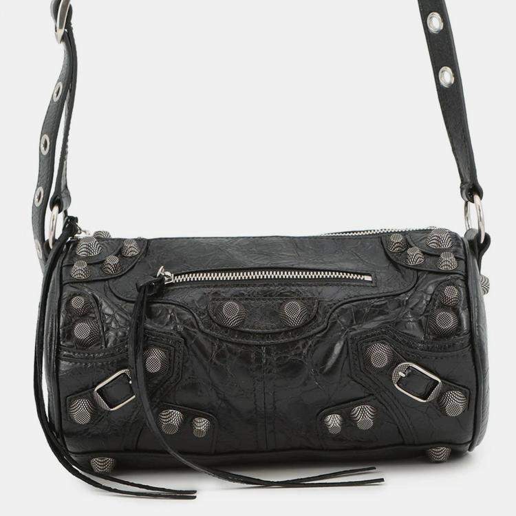 Pre Owned Balenciaga Le Cagoule Cylinder Shoulder Bag Black Leather