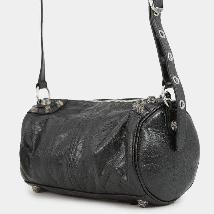 Pre Owned Balenciaga Le Cagoule Cylinder Shoulder Bag Black Leather