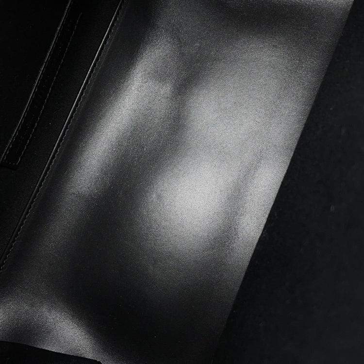 Pre Owned Balenciaga Black Cabas Punching Logo Tote Bag Black Leather Size S