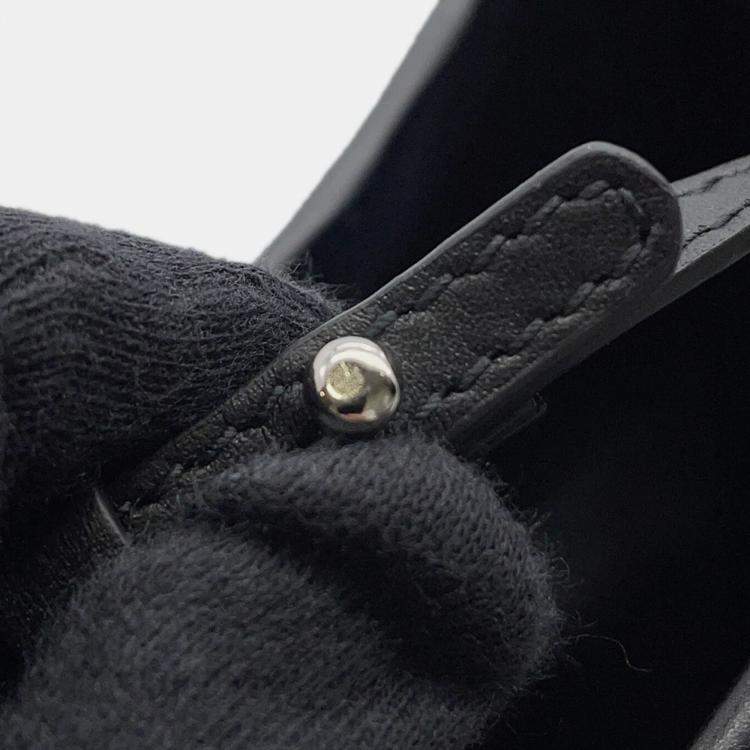 Pre Owned Balenciaga Black Cabas Punching Logo Tote Bag Black Leather Size S