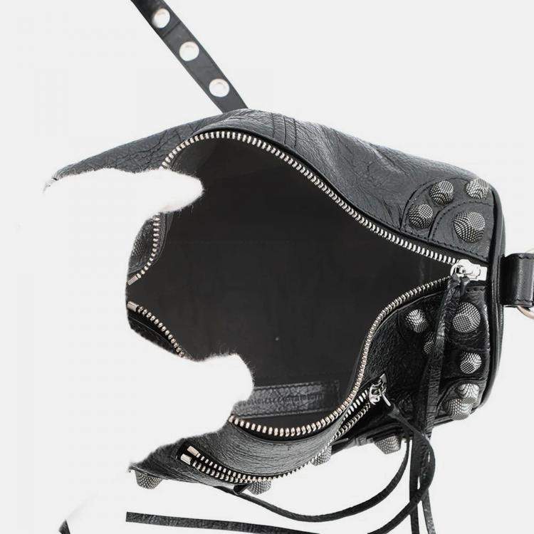 Pre Owned Balenciaga Le Cagoule Cylinder Shoulder Bag Black Leather