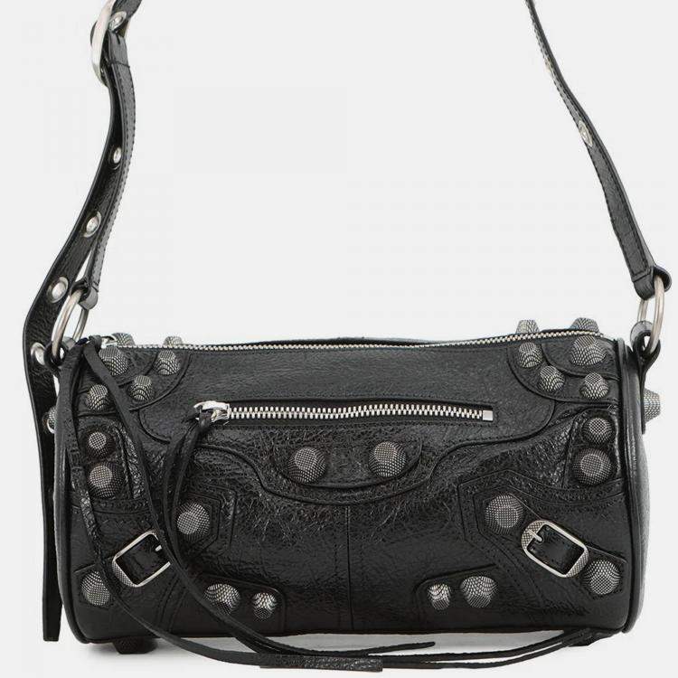 Pre Owned Balenciaga Le Cagoule Cylinder Shoulder Bag Black Leather