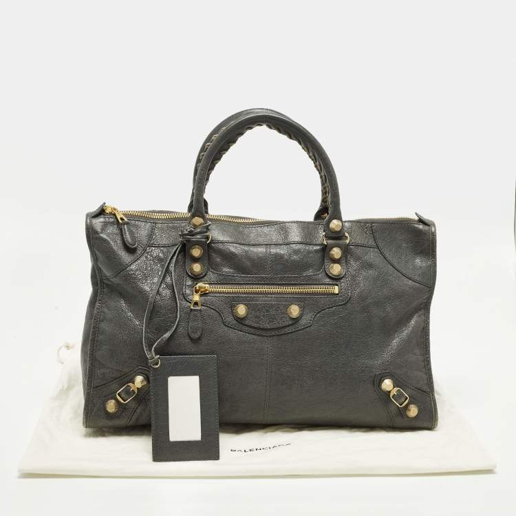 مملوكة مسبقًا Balenciaga GGH Work Grey Leather Tote