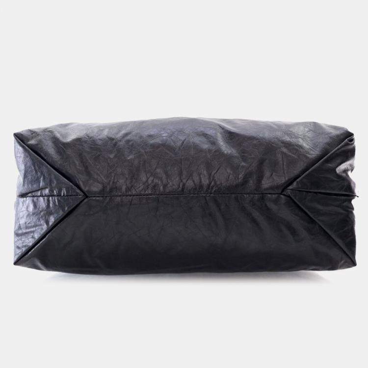 Pre Owned Balenciaga Black Medium Calfskin Crush Tote