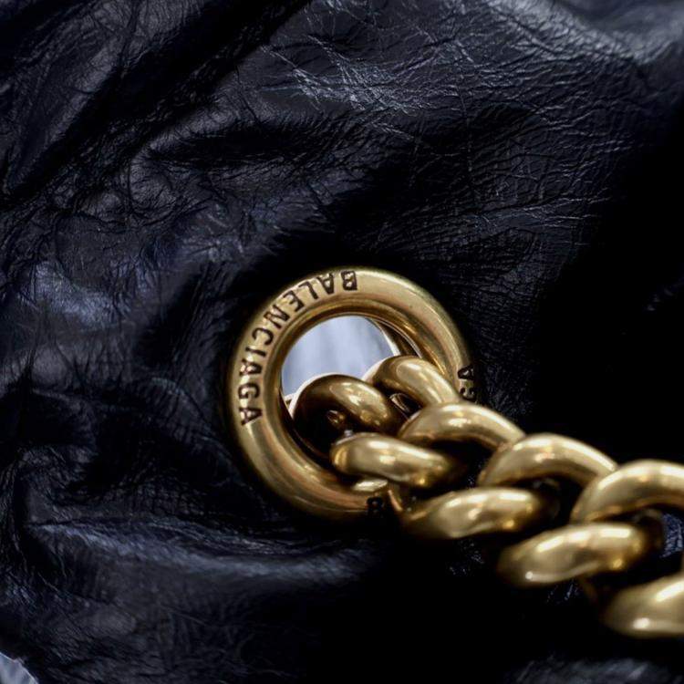 Pre Owned Balenciaga Black Medium Calfskin Crush Tote