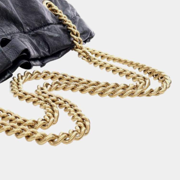 Pre Owned Balenciaga Black Medium Calfskin Crush Tote