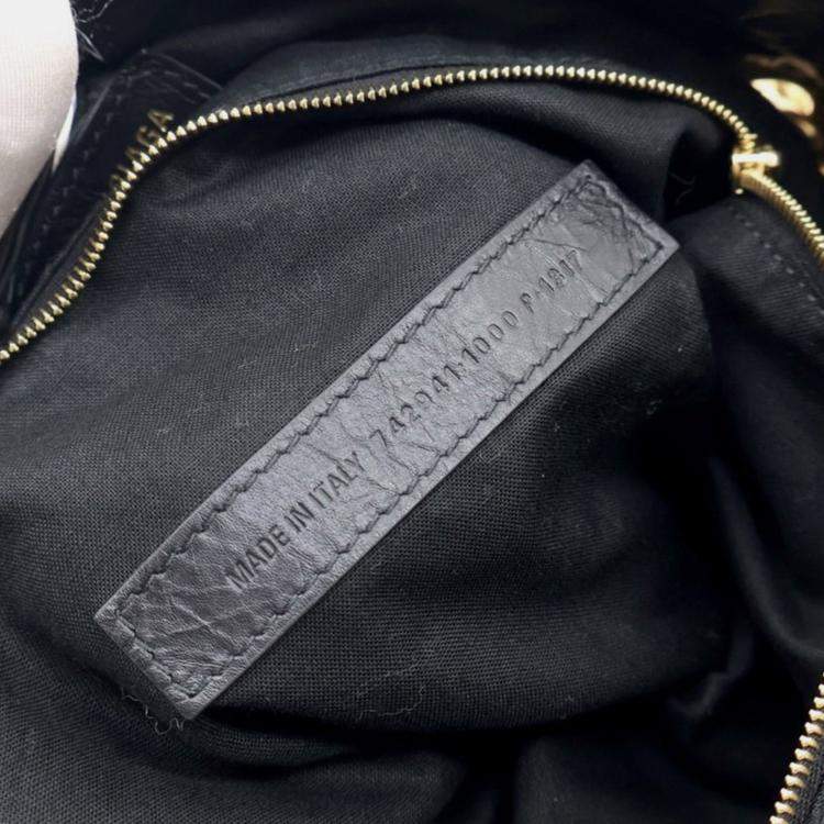 Pre Owned Balenciaga Black Medium Calfskin Crush Tote