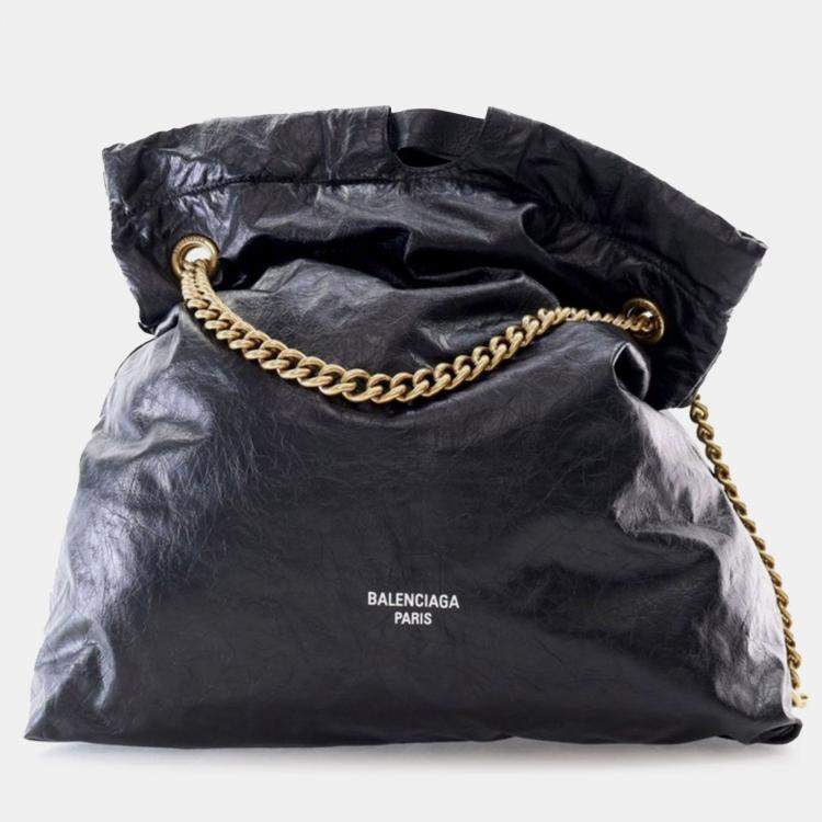 Pre Owned Balenciaga Black Medium Calfskin Crush Tote