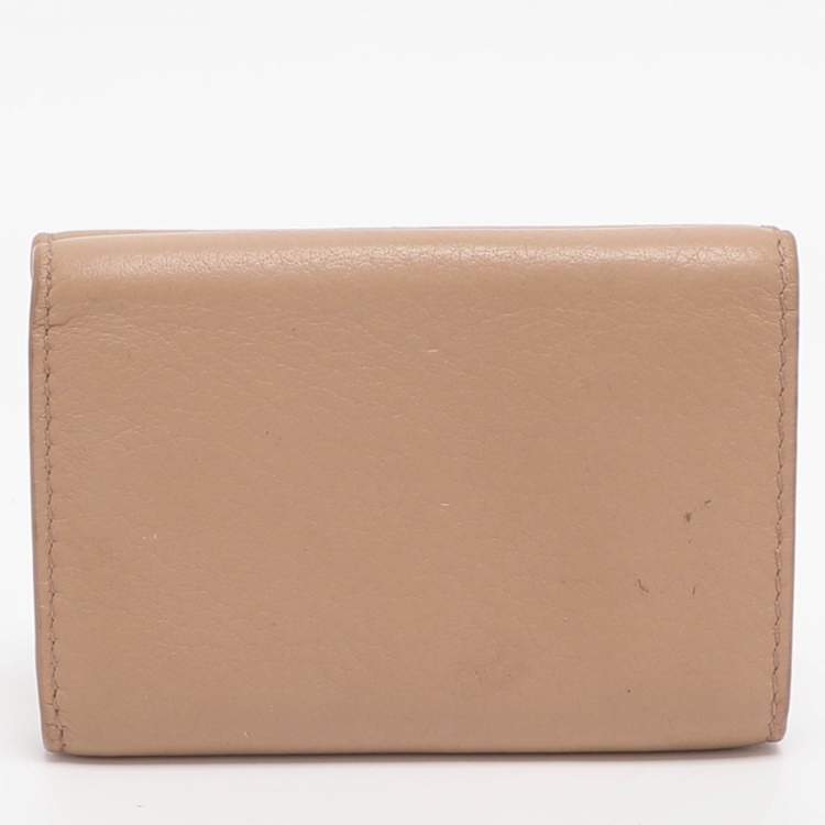 Pre Owned Balenciaga Papier Mini Beige Leather Card Case