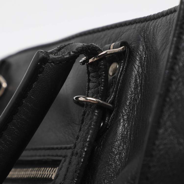 Pre Owned Balenciaga Papier A4 Mini Black Leather Tote