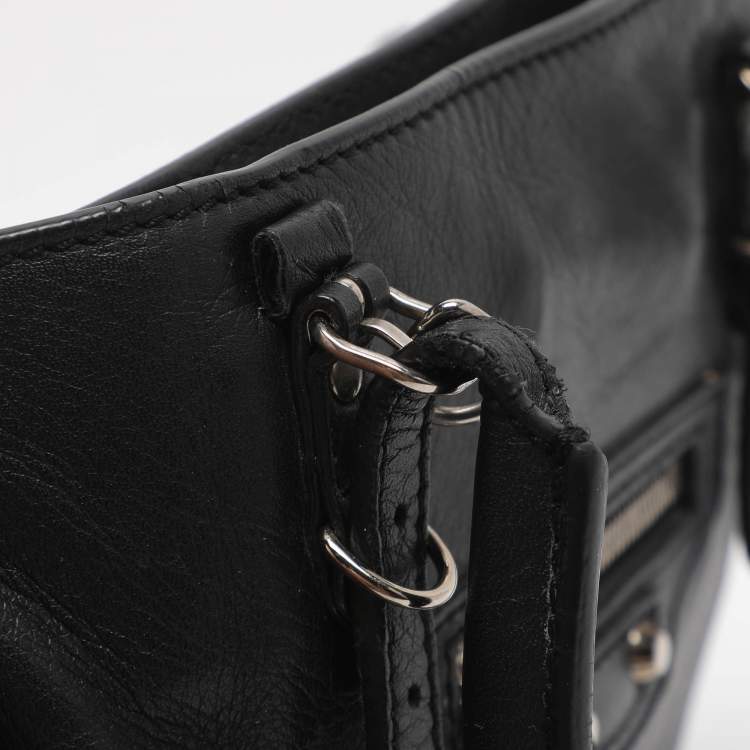 Pre Owned Balenciaga Papier A4 Mini Black Leather Tote