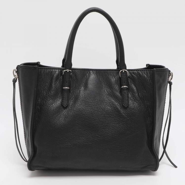 Pre Owned Balenciaga Papier A4 Mini Black Leather Tote