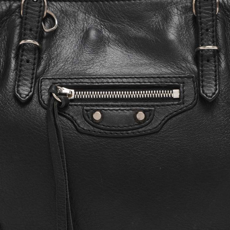 Pre Owned Balenciaga Papier A4 Mini Black Leather Tote