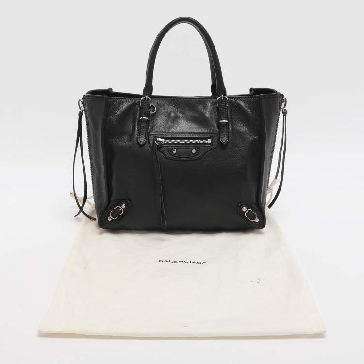 Pre Owned Balenciaga Papier A4 Mini Black Leather Tote