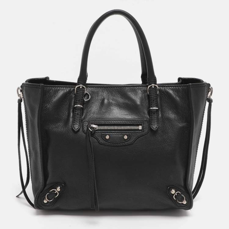 Pre Owned Balenciaga Papier A4 Mini Black Leather Tote