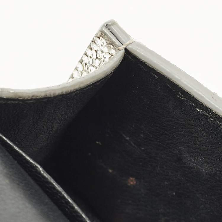 Pre Owned Balenciaga Hourglass Crystal Mini Silver Suede Top Handle Bag