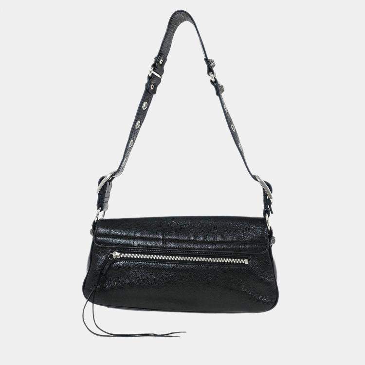 Pre Owned Balenciaga Le Cagole Black Lambskin Leather Shoulder Bag