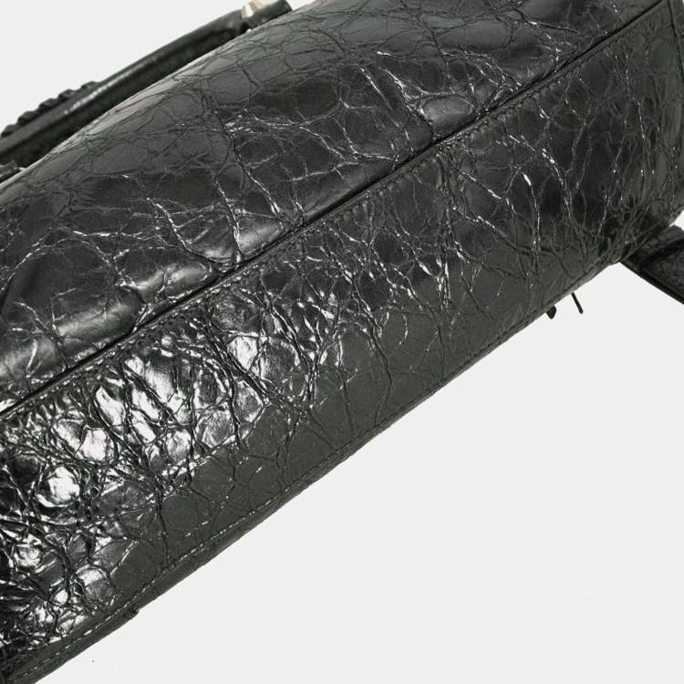 Pre Owned Balenciaga City Small Silver Calfskin Leather Top Handle Bag