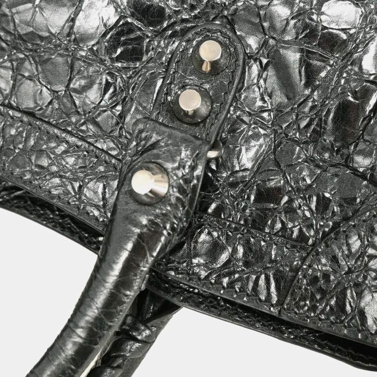 Pre Owned Balenciaga City Small Silver Calfskin Leather Top Handle Bag