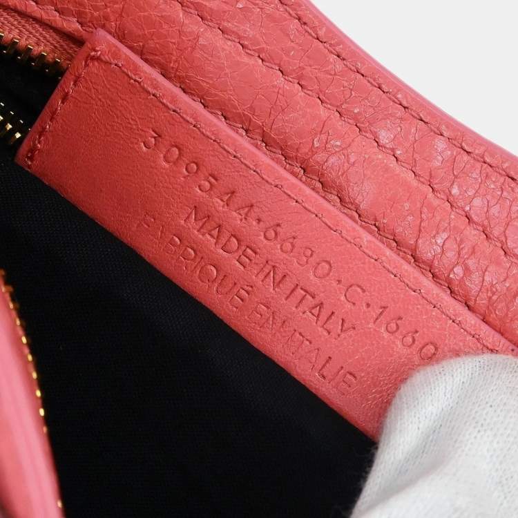 Pre Owned Balenciaga City Mini Pink Lambskin Leather Top Handle Bag