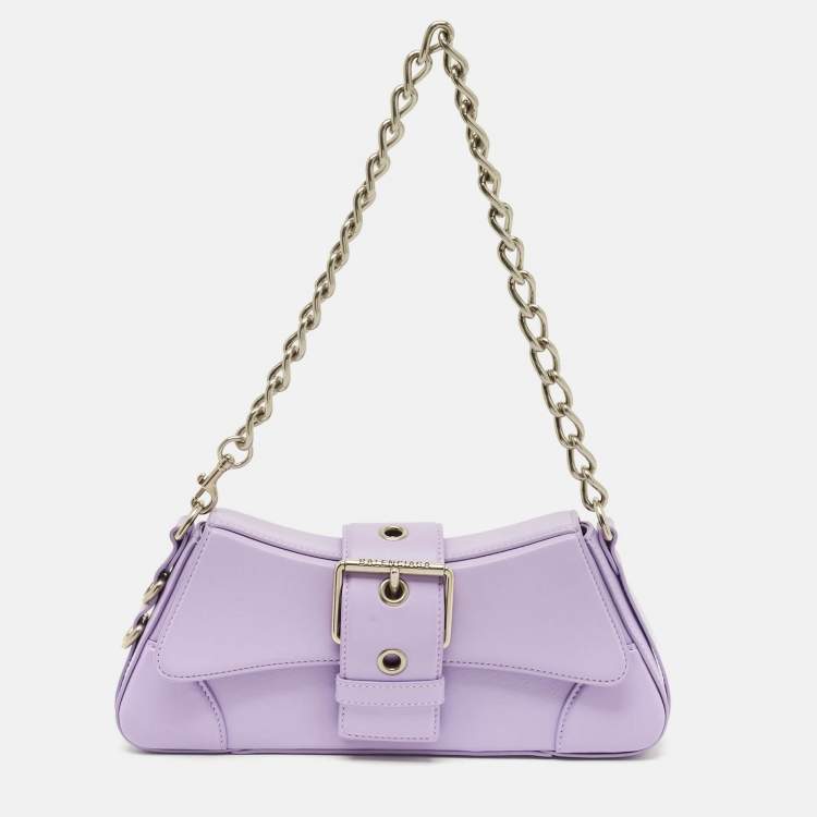 Pre Owned Balenciaga Lindsay Small Light Purple Leather Shoulder Bag