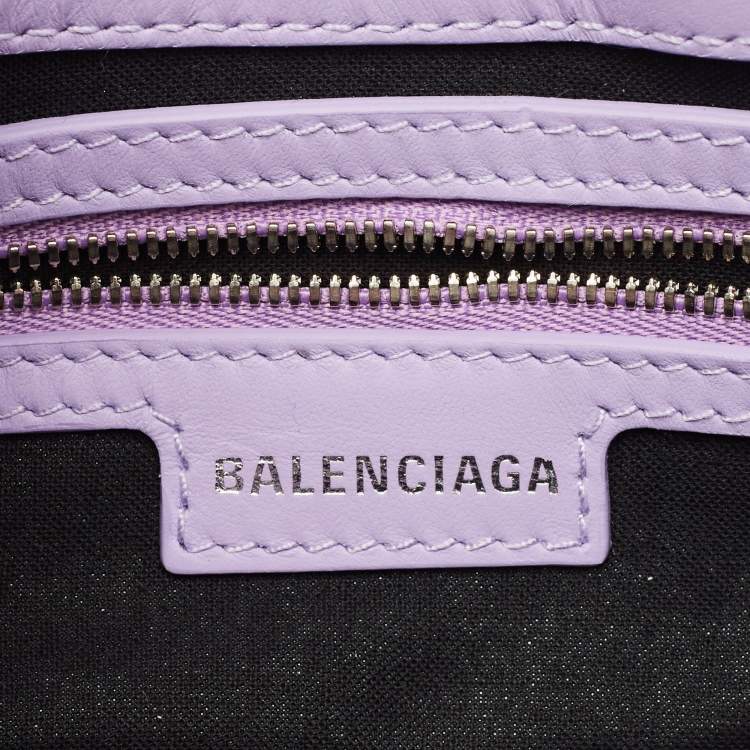 Pre Owned Balenciaga Lindsay Small Light Purple Leather Shoulder Bag