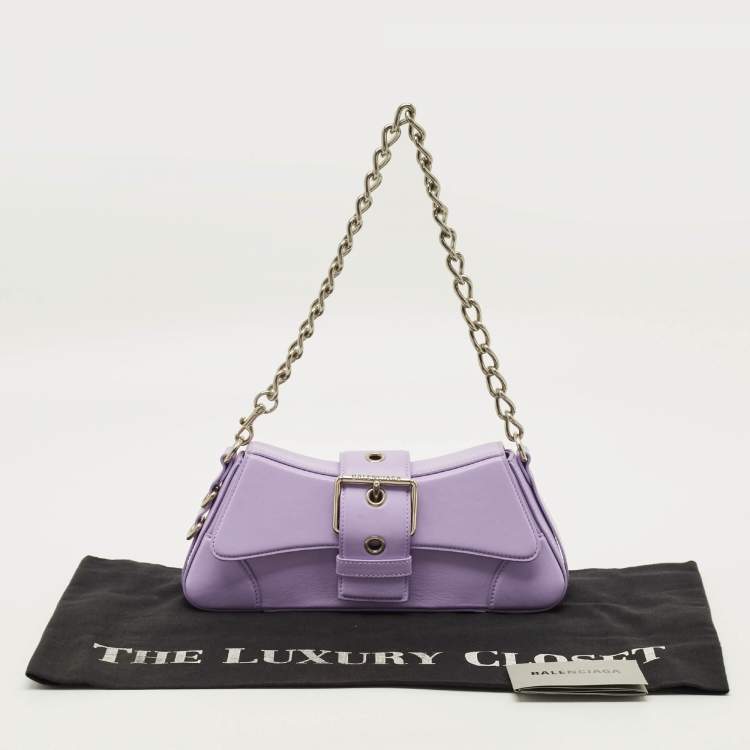 Pre Owned Balenciaga Lindsay Small Light Purple Leather Shoulder Bag