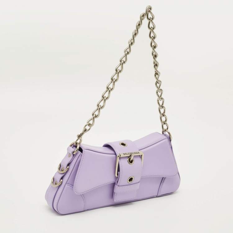 Pre Owned Balenciaga Lindsay Small Light Purple Leather Shoulder Bag