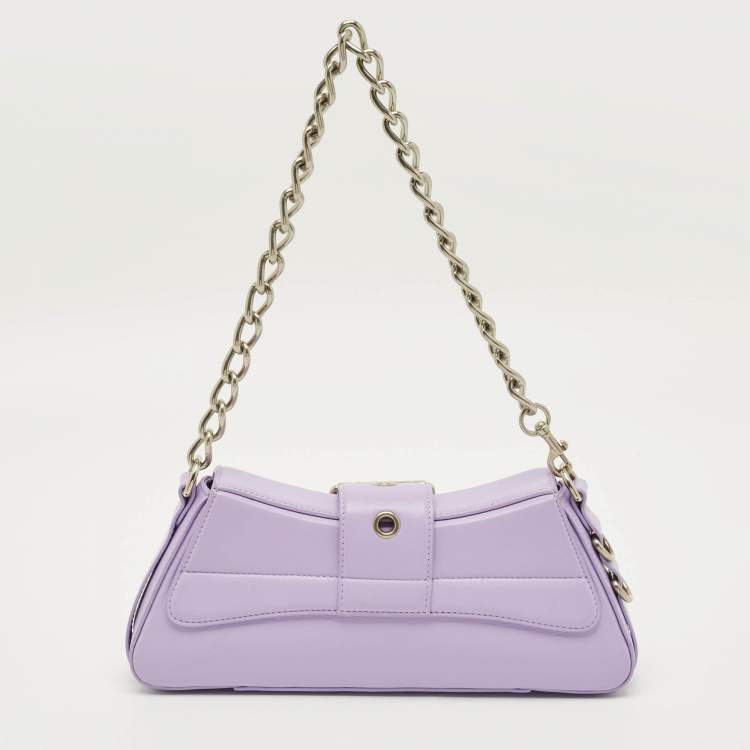 Pre Owned Balenciaga Lindsay Small Light Purple Leather Shoulder Bag