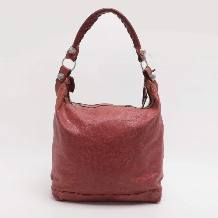 Pre Owned Balenciaga Light Pink Leather GSH Day Hobo