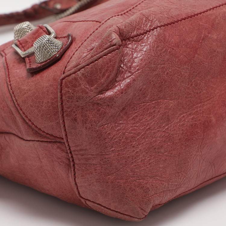 Pre Owned Balenciaga Light Pink Leather GSH Day Hobo